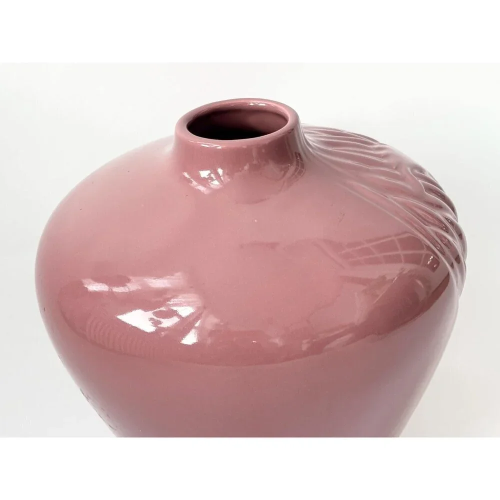 Mauve Pink Crane Embossed XL Tall Vintage Midcentury Royal Haeger Vintage Vase